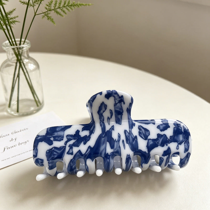 Beau - Blue-White Patterned Hair Claw