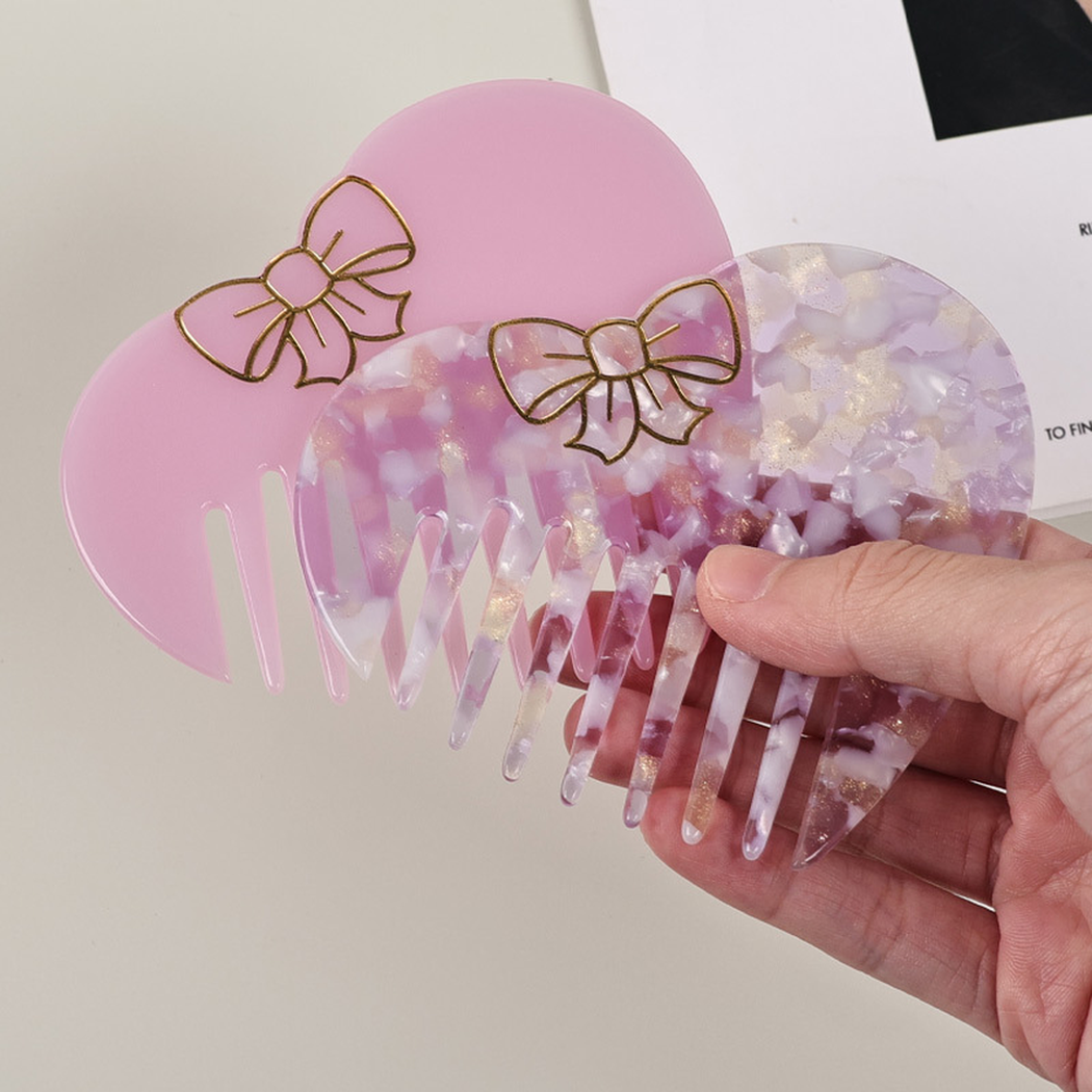 Camerow - Heart-Shaped Bow-Motif Wide-Tooth Comb