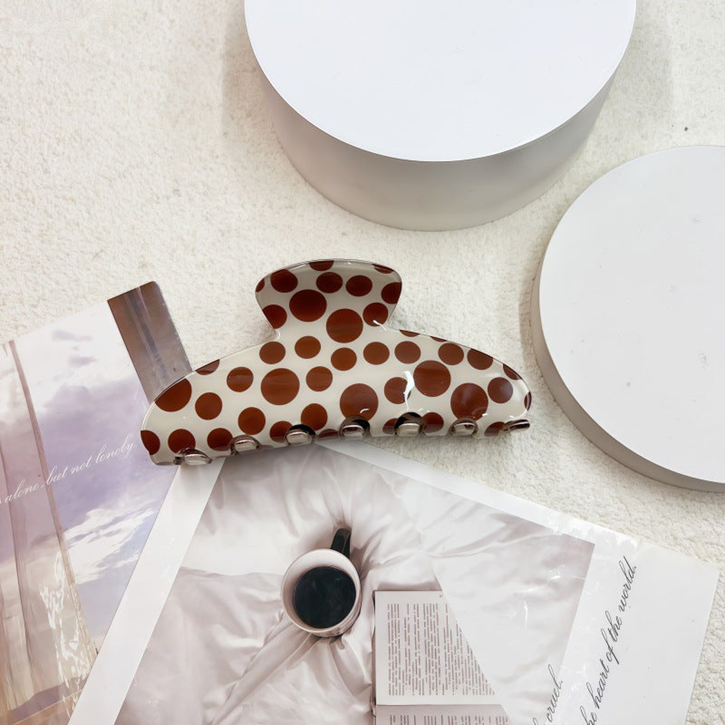 Polka dot oval hair claw clip