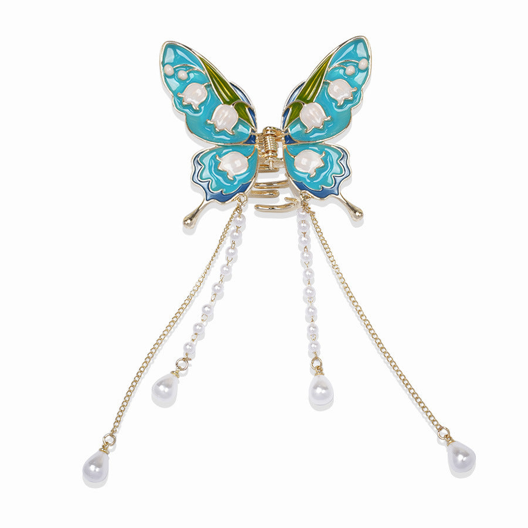 Beau - Butterfly-Motif Dangling Hair Claw