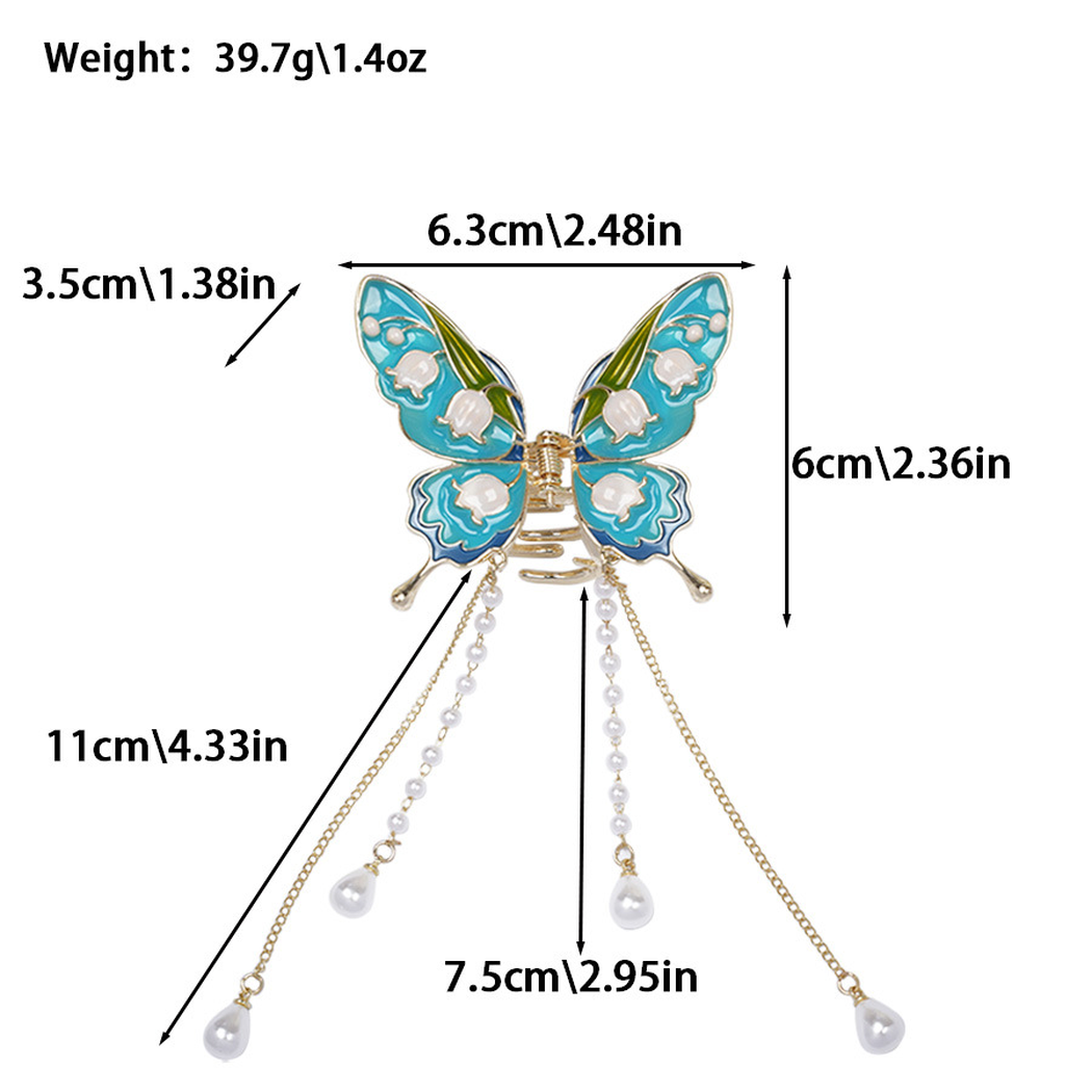 Beau - Butterfly-Motif Dangling Hair Claw