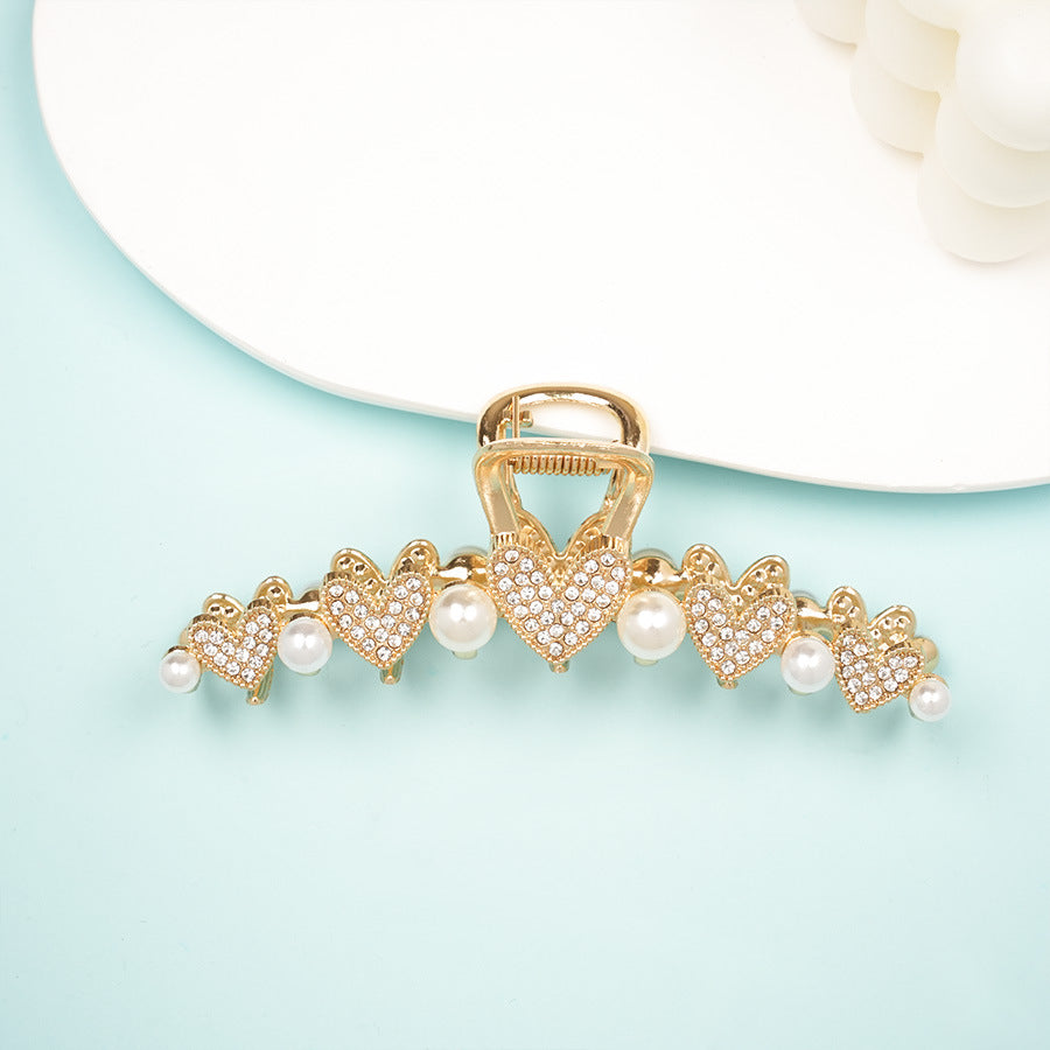 Beau - Heart-Motif Beaded Hair Claw
