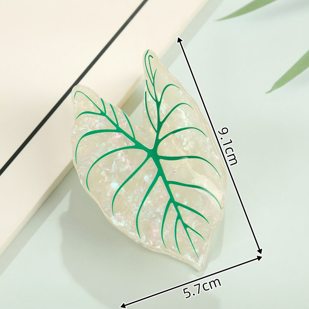 森系植物仿真树叶酸醋发夹小众设计复古百搭抓夹后脑勺盘发鲨鱼夹