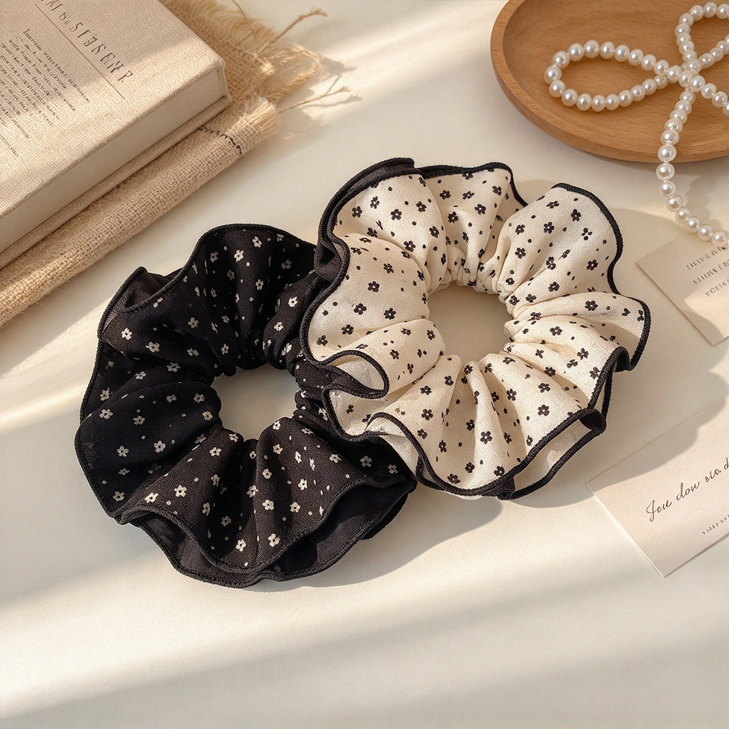 Gifty - Floral Print Layered Ruffle Scrunchie