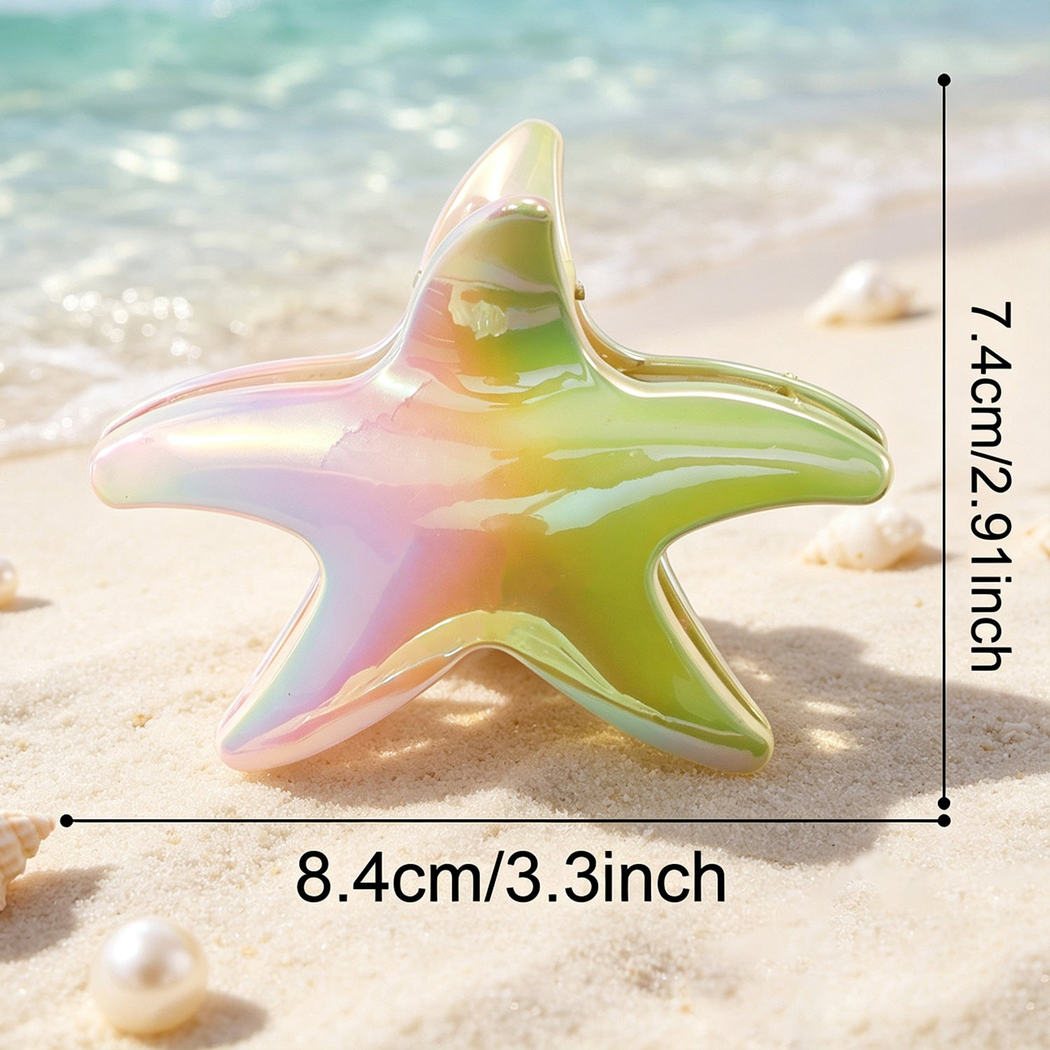 梦幻极光海星抓夹女镭射渐变珠光发夹鲨鱼夹个性海洋百搭少女发饰