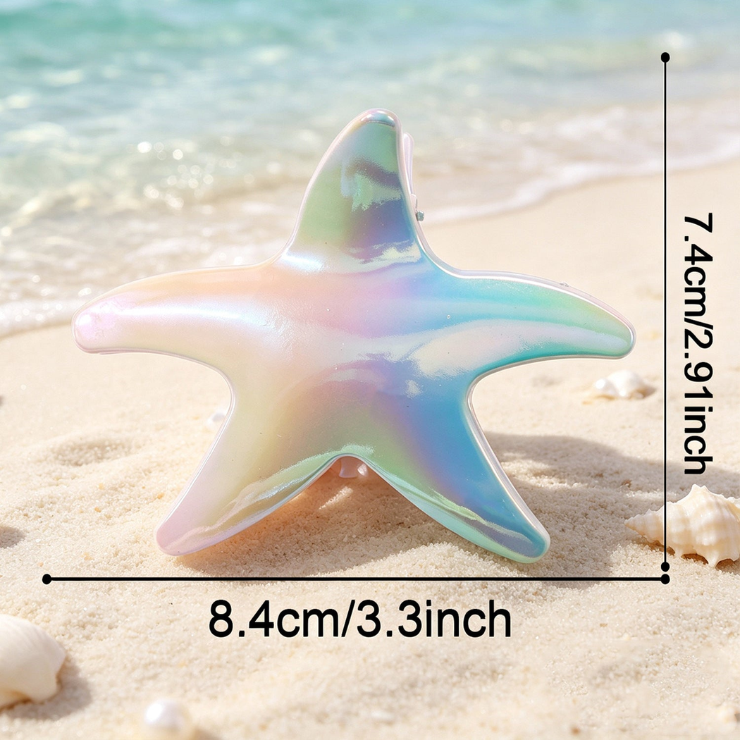 梦幻极光海星抓夹女镭射渐变珠光发夹鲨鱼夹个性海洋百搭少女发饰