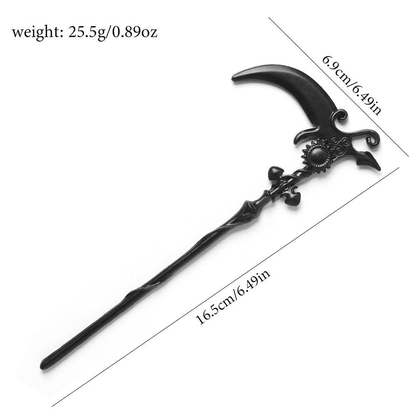 跨境新品古风死神镰刀金属发簪创意武器模型收割者镰刀发饰发簪