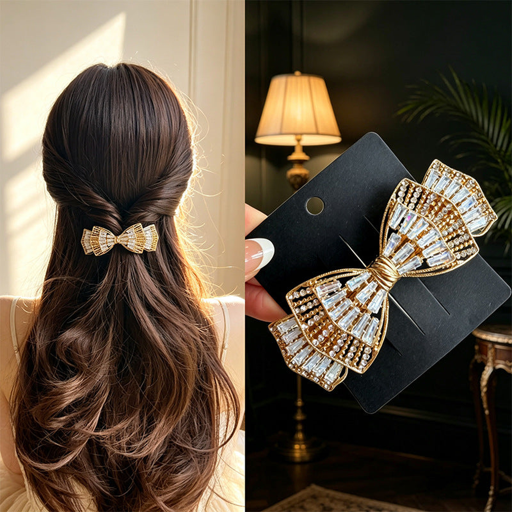 Beau - Layered-Bow Sparkle-Accent Spring Hair Clip
