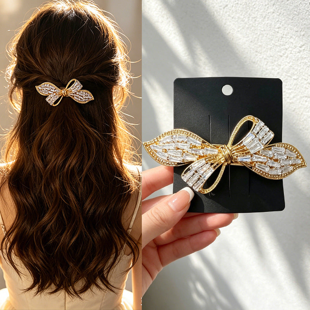 Beau - Layered-Bow Sparkle-Accent Spring Hair Clip