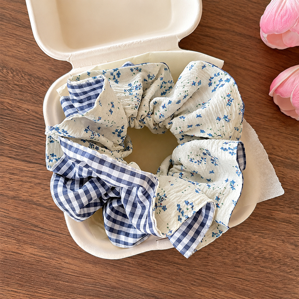 Gifty - Patchwork Floral Ruffle Scrunchie