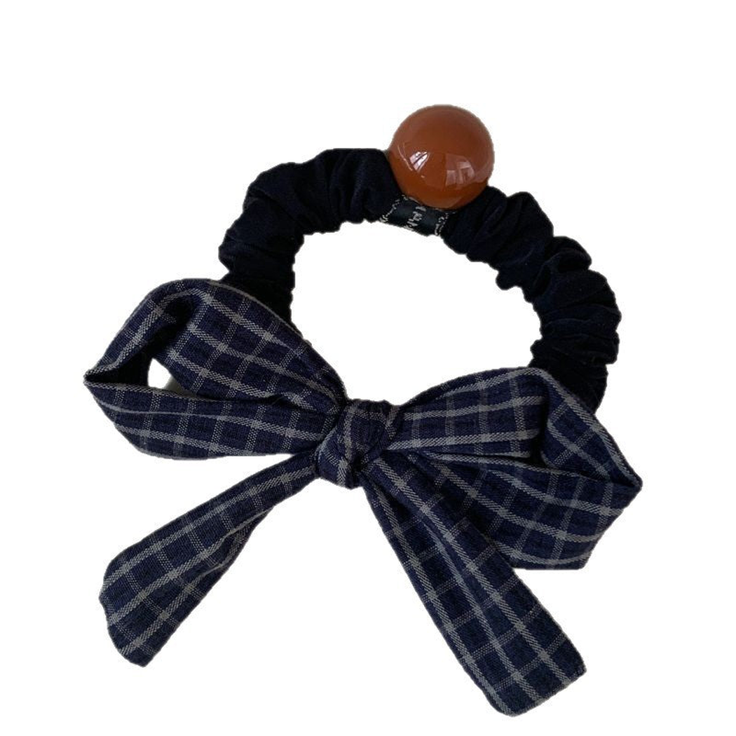 Gifty - Blue Plaid Bow Scrunchie