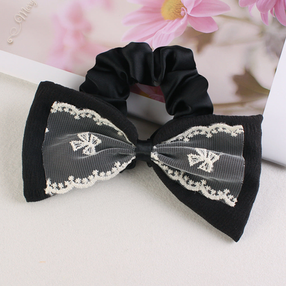 Gifty - Embroidered Bow-Tail Scrunchie