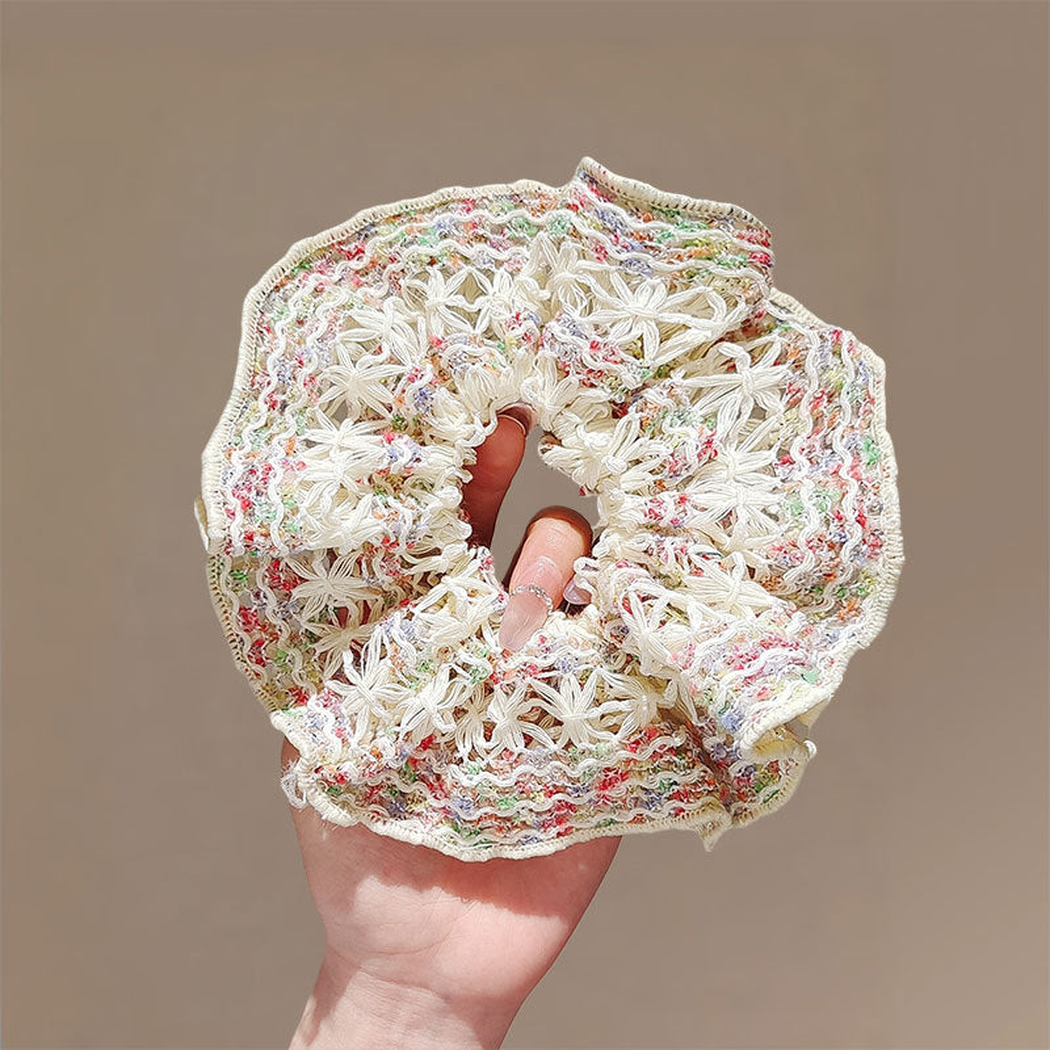 Gifty - Openwork Woven Ruffle Scrunchie