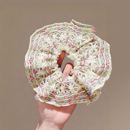 Gifty - Openwork Woven Ruffle Scrunchie