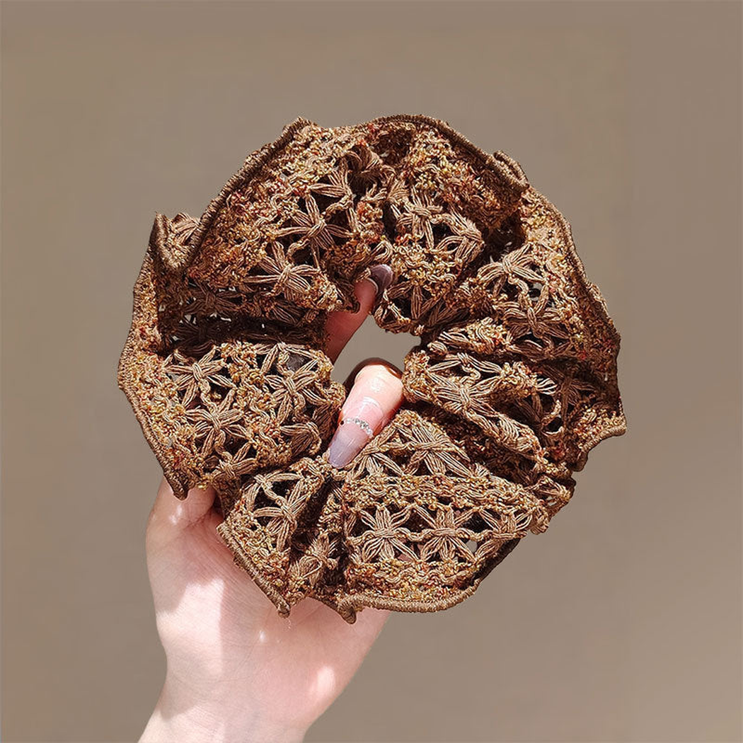 Gifty - Openwork Woven Ruffle Scrunchie