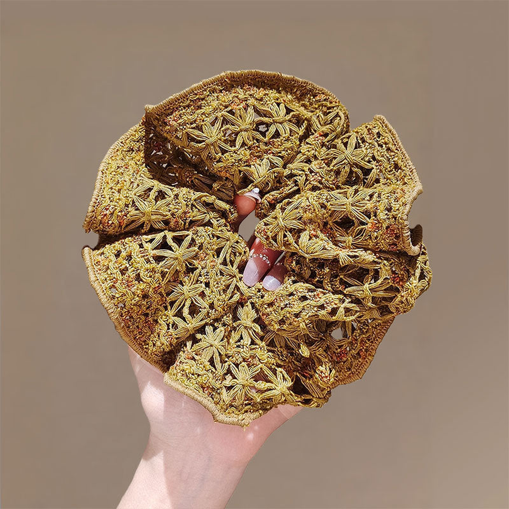Gifty - Openwork Woven Ruffle Scrunchie