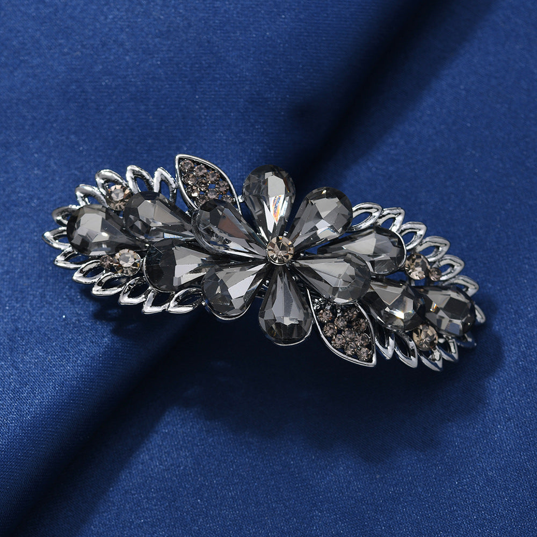 Beau - Black Floral Leaf-Detail Barrette