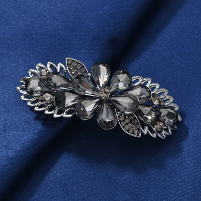Beau - Black Floral Leaf-Detail Barrette