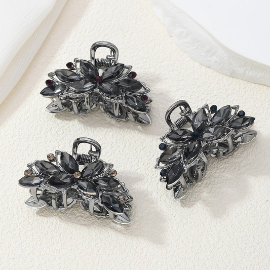 Beau - Black Floral Mini Hair Claw