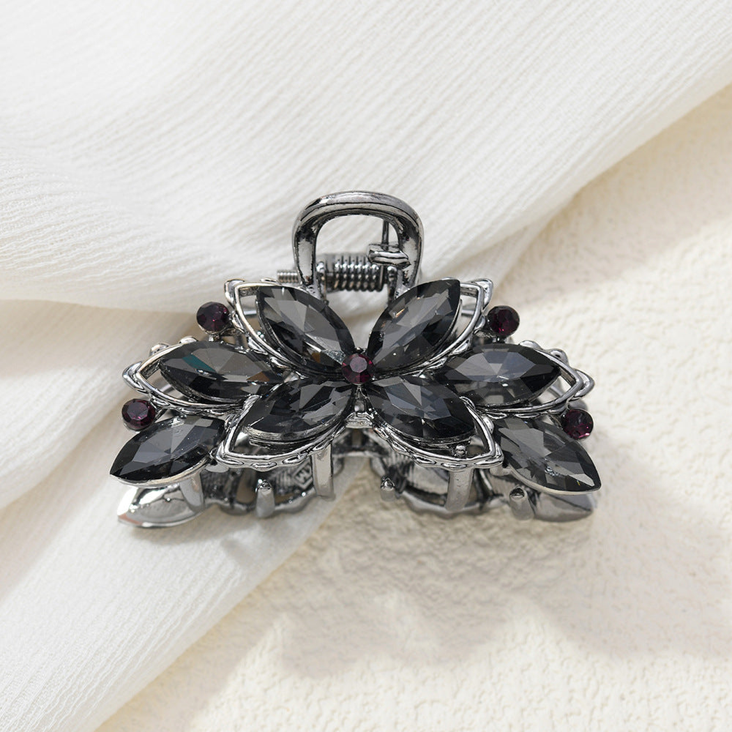 Beau - Black Floral Mini Hair Claw
