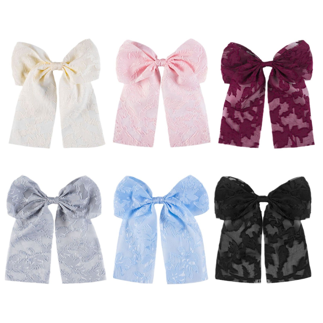Beau - Floral Long-Tail Bow Barrette