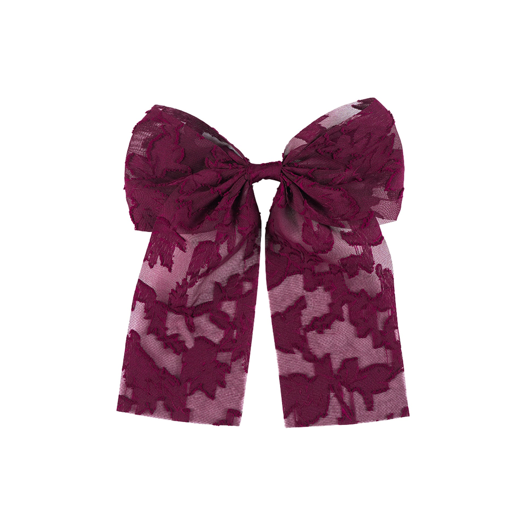 Beau - Floral Long-Tail Bow Barrette