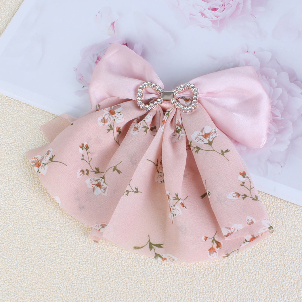 Beau - Floral Draped Bow Barrette