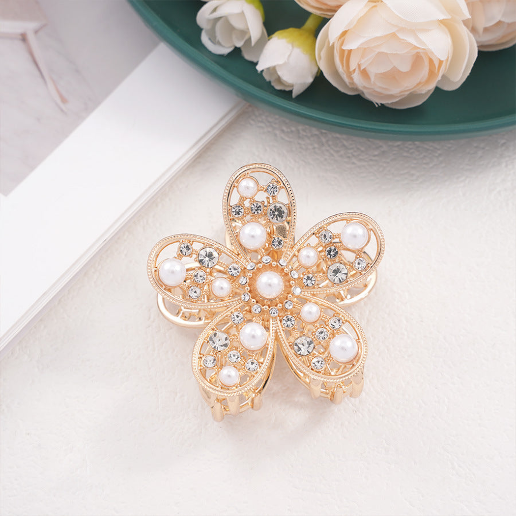 Beau - Five-Petal Beaded Openwork Hair Claw