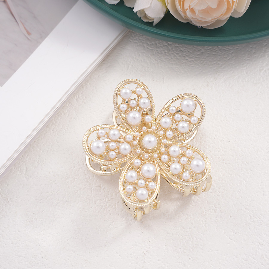Beau - Five-Petal Beaded Openwork Hair Claw