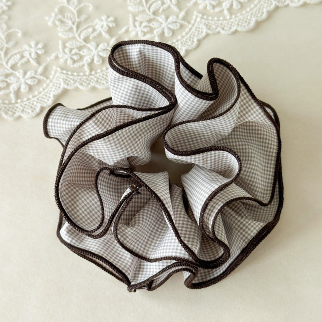 Gifty - Plaid Piped-Edge Scrunchie