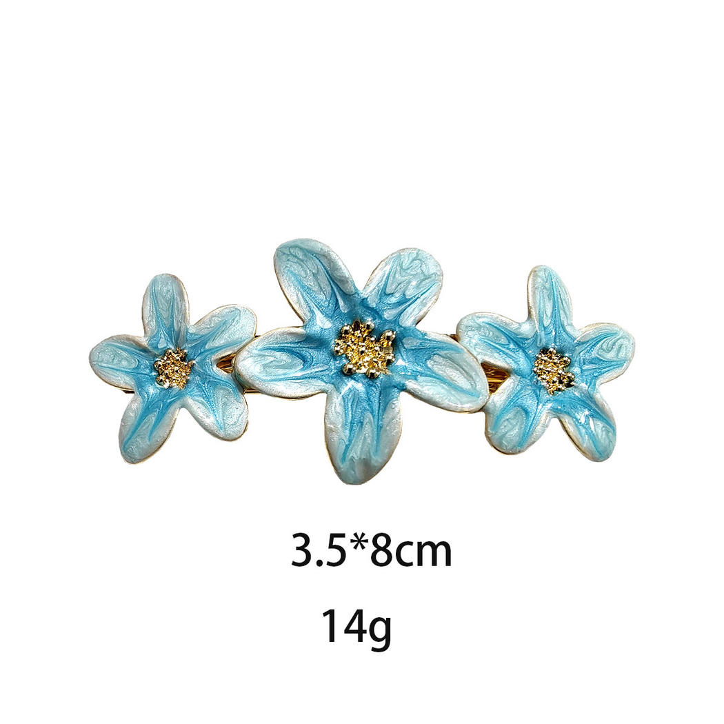 Beau - Triple-Flower Marbled Spring Hair Clip