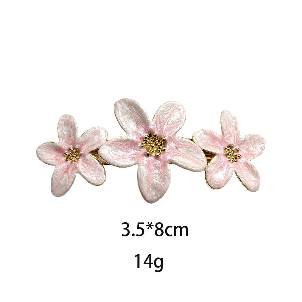 Beau - Triple-Flower Marbled Spring Hair Clip