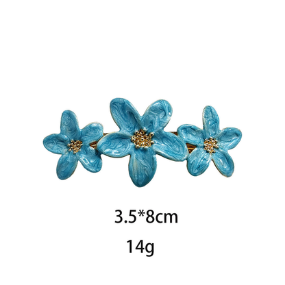 Beau - Triple-Flower Marbled Spring Hair Clip