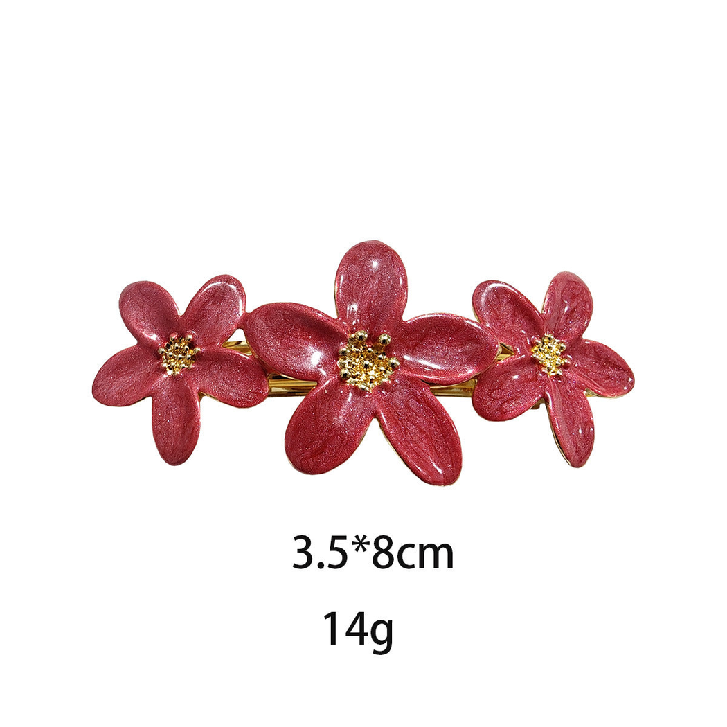 Beau - Triple-Flower Marbled Spring Hair Clip