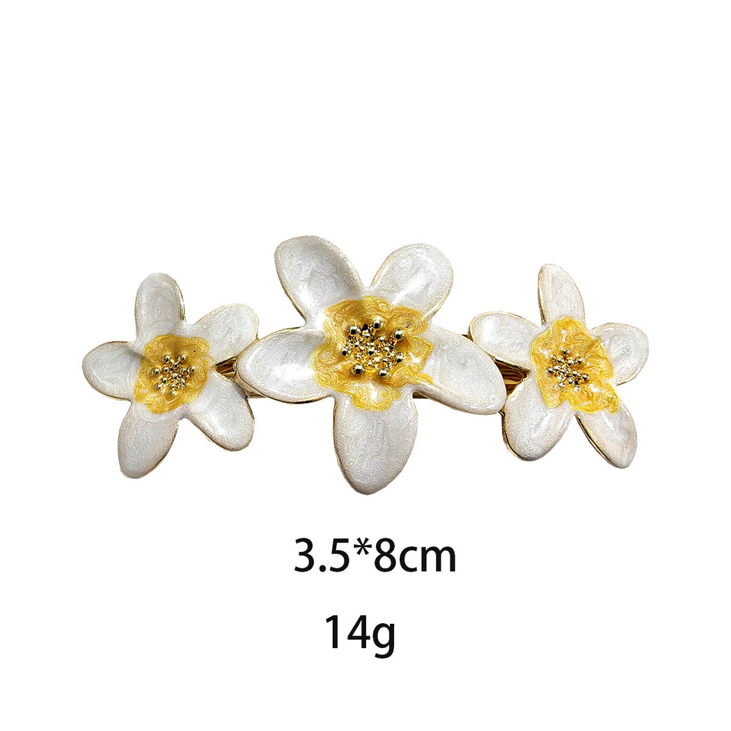 Beau - Triple-Flower Marbled Spring Hair Clip
