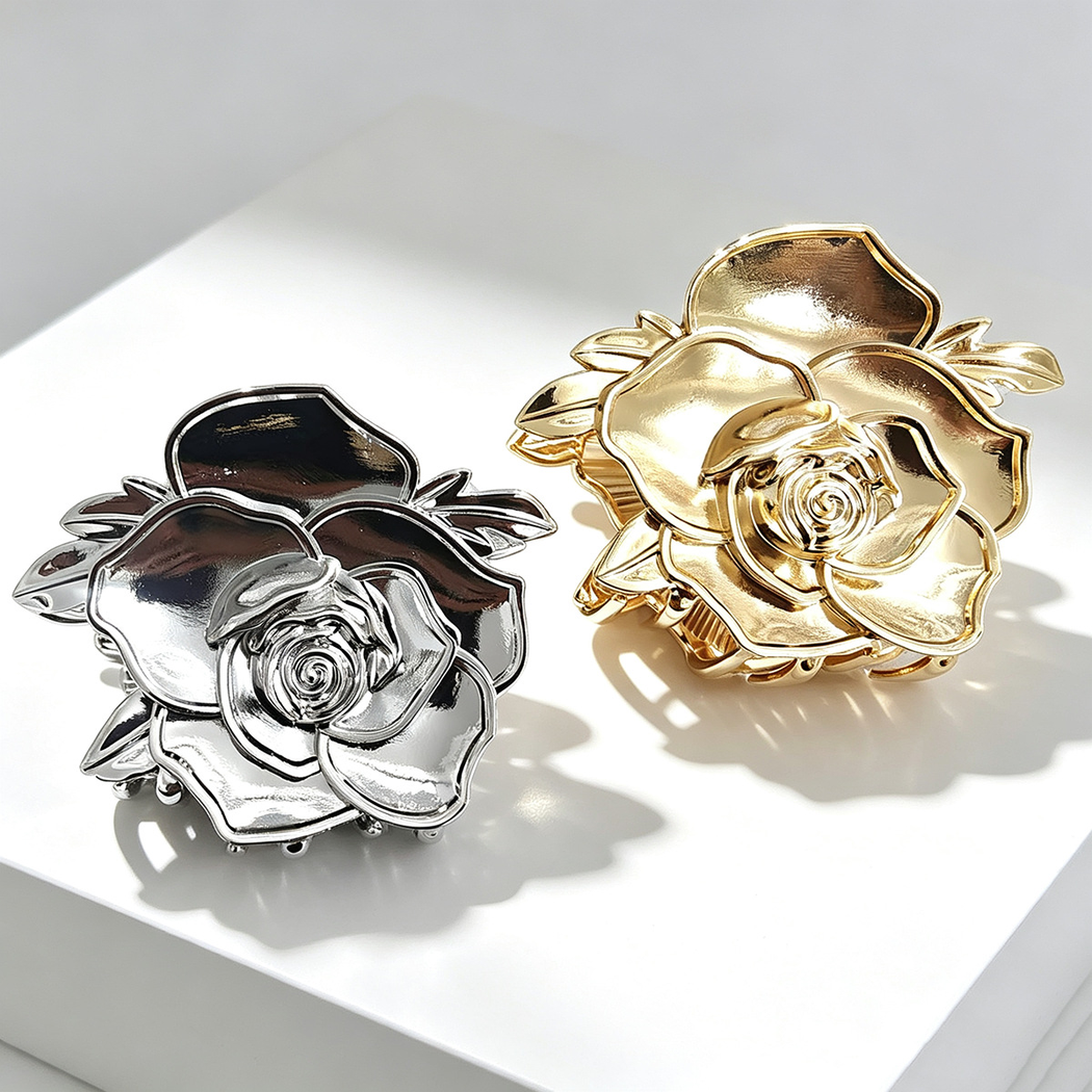 Beau - Rose-Motif Leaf-Detail Hair Claw