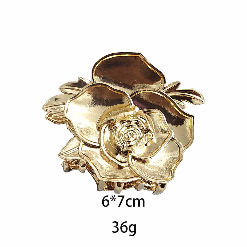 Beau - Rose-Motif Leaf-Detail Hair Claw