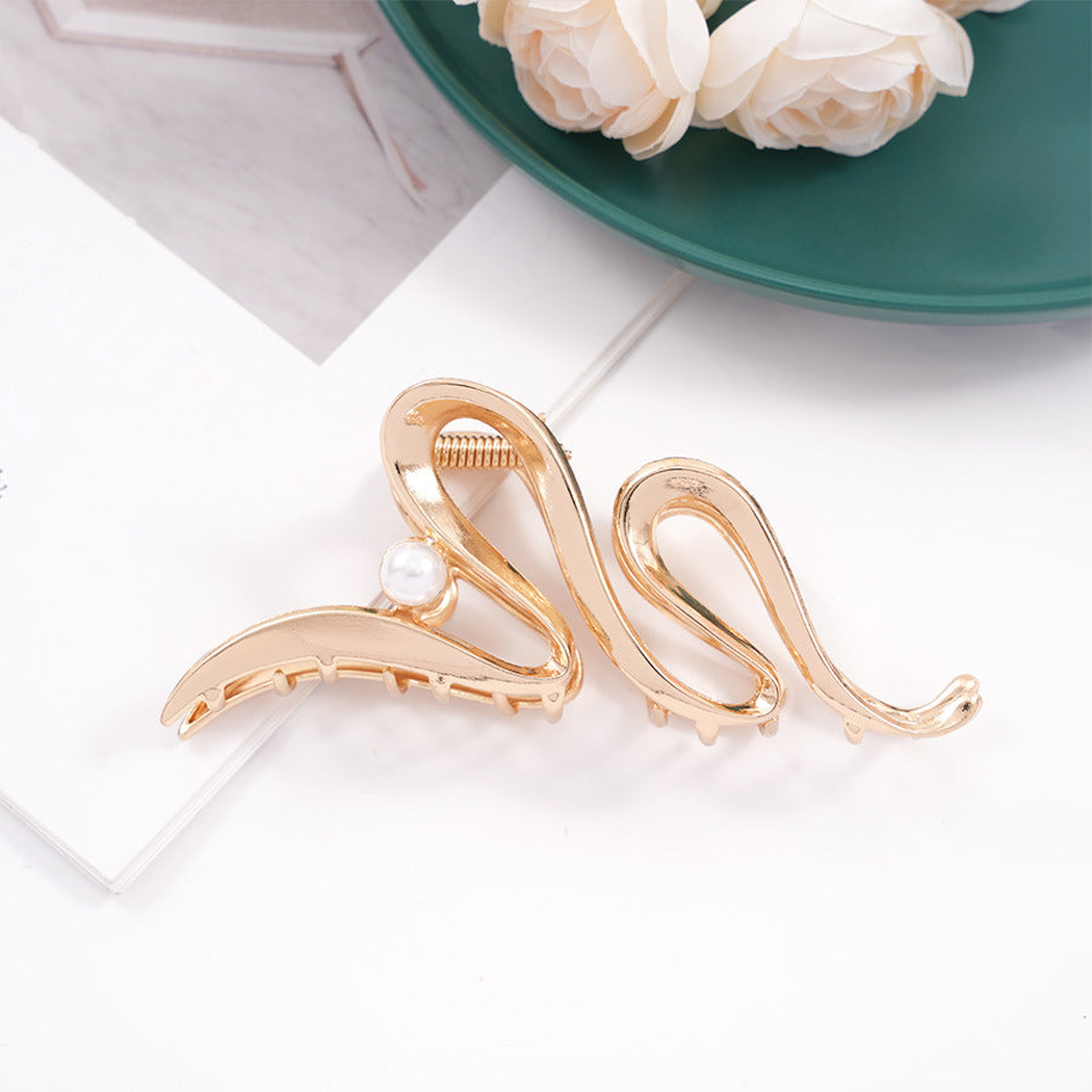 Beau - S-Curve Bead Accent Hair Claw