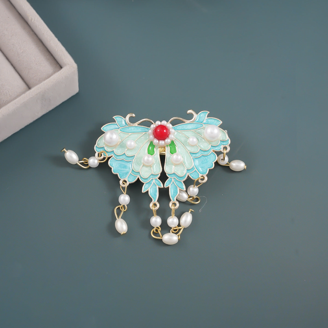 Beau - Butterfly Dangling Bead Hair Clip
