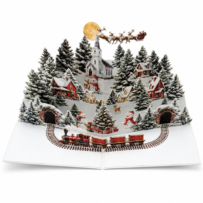 Carduria - Christmas Train Village 3D Pop-Up Greeting Card