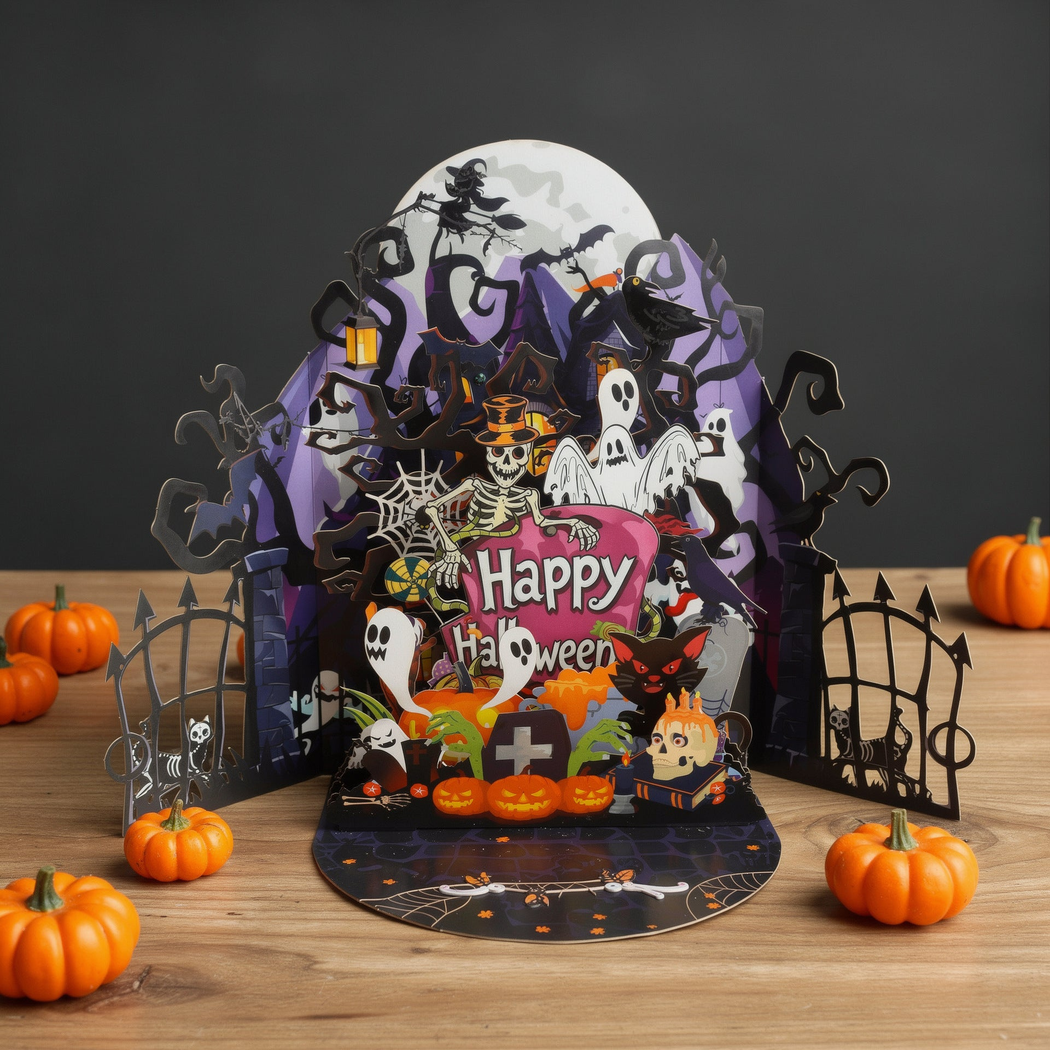 Carduria - Halloween Skeleton House 3D Pop-Up Greeting Card