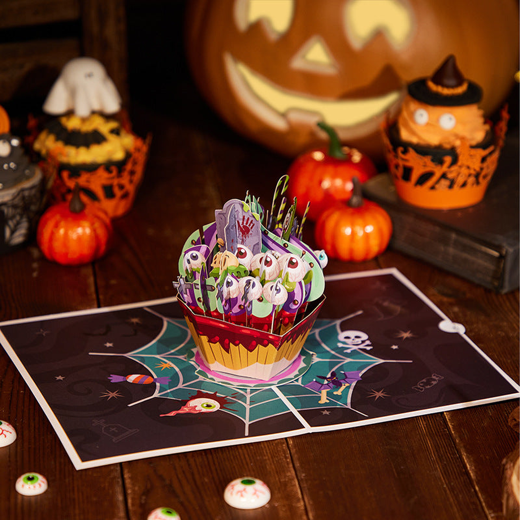 Carduria - Halloween Eyeball Cupcake 3D Pop-Up Greeting Card
