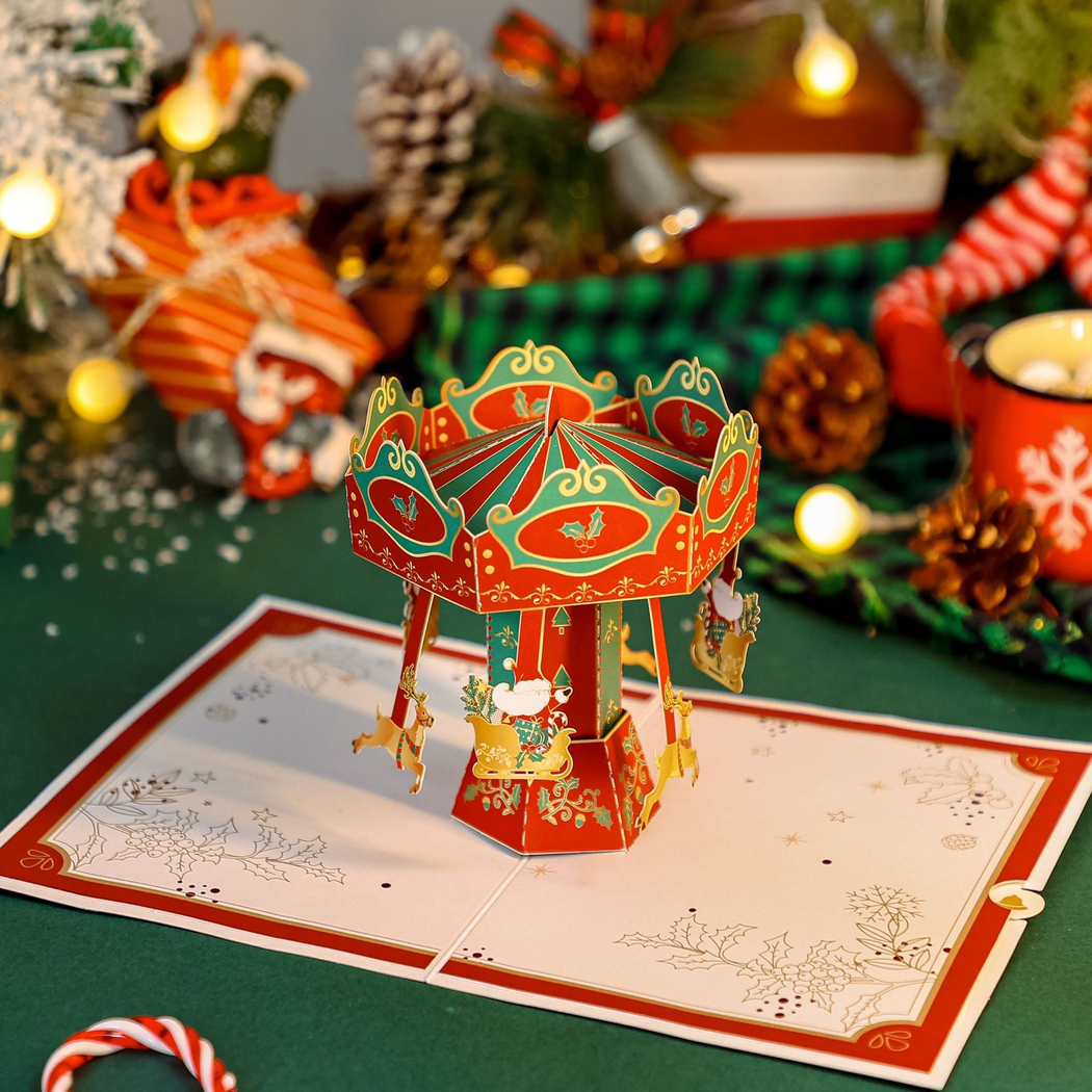 Carduria - Christmas Carousel 3D Pop-Up Greeting Card