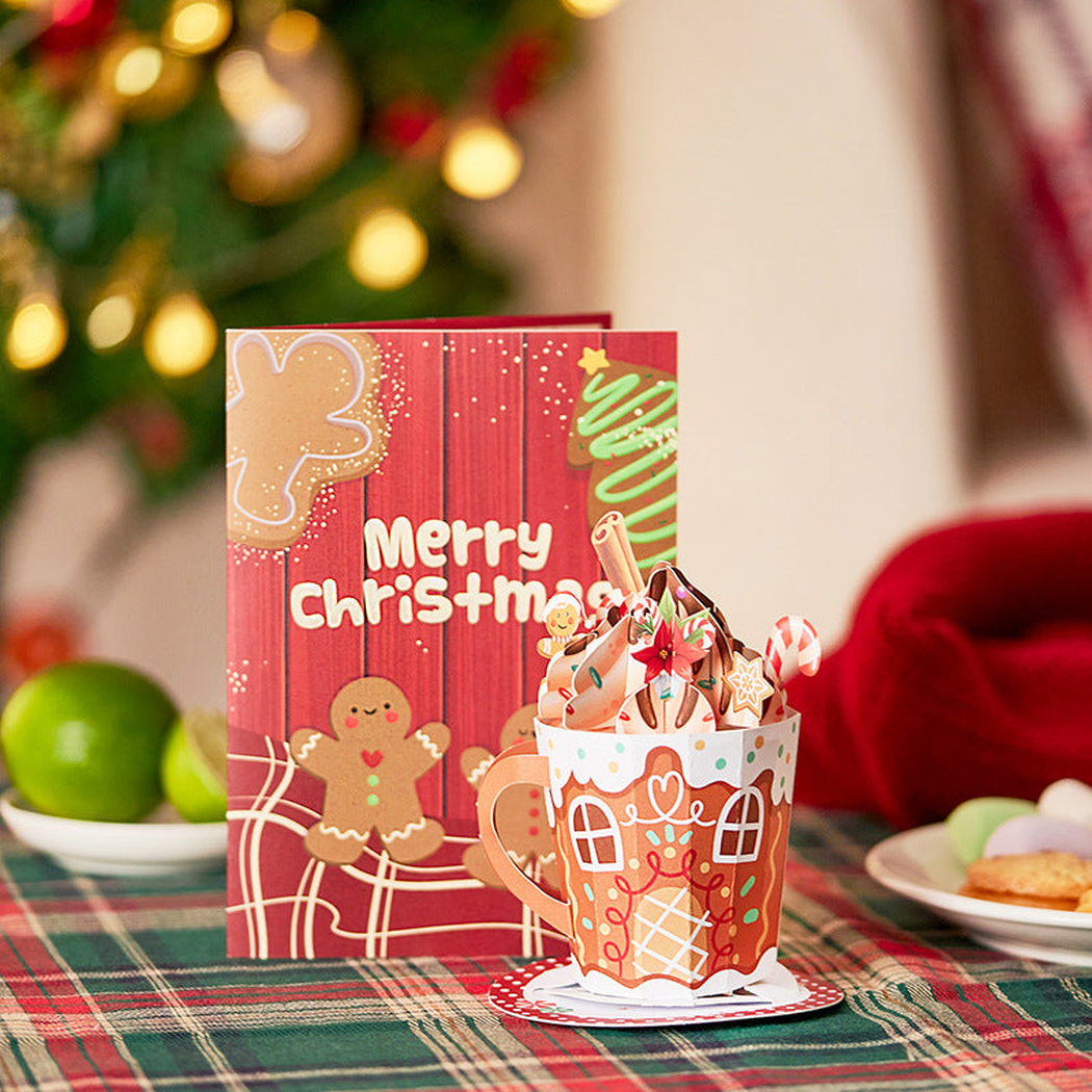 Carduria - Christmas Gingerbread Mug 3D Pop-Up Greeting Card