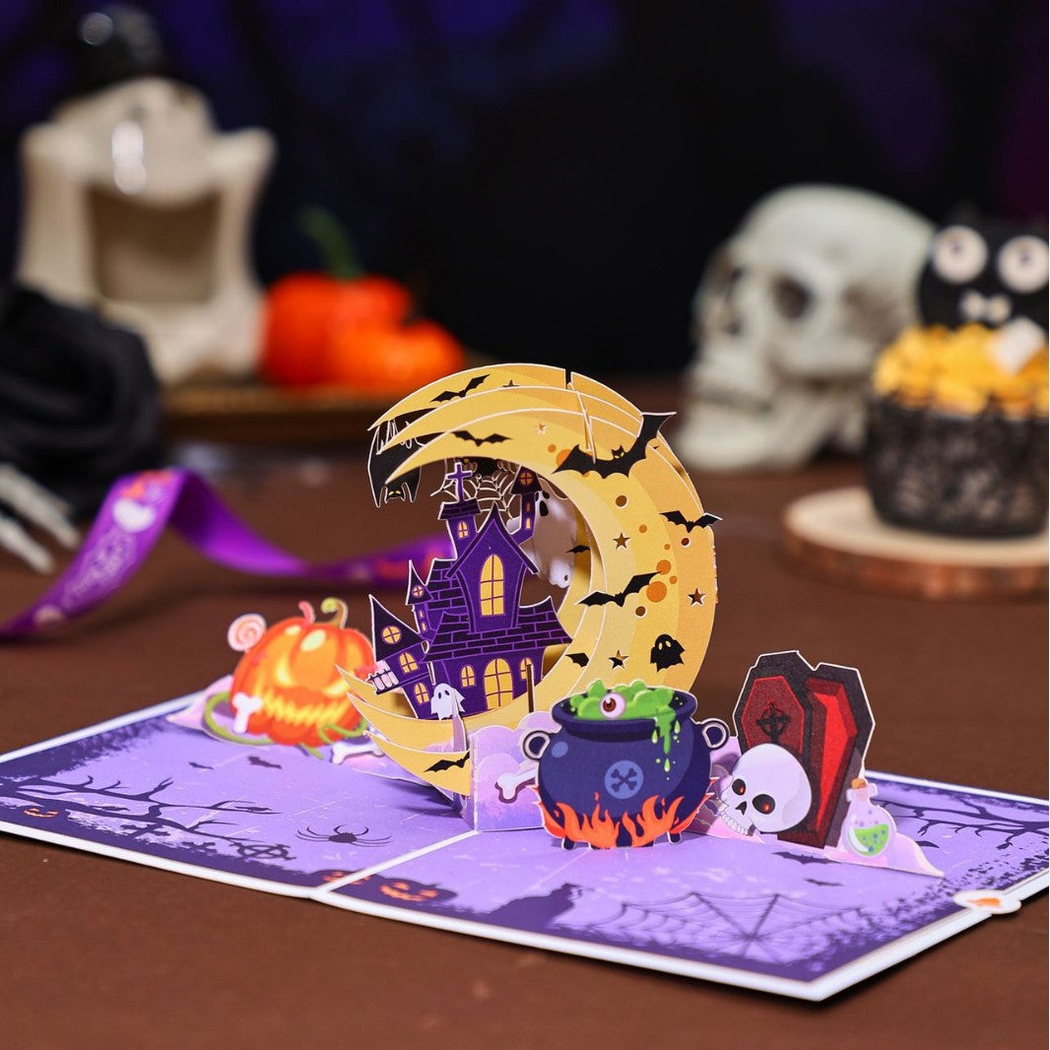 Carduria - Halloween Crescent Castle 3D Pop-Up Greeting Card