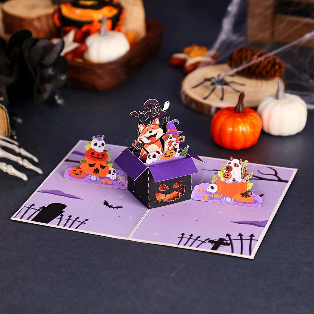 Carduria - Halloween Dog Gift Box 3D Pop-Up Greeting Card