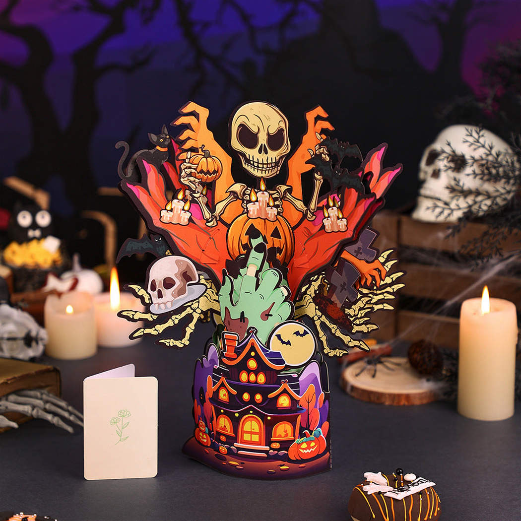 Carduria - Halloween Skull Bouquet 3D Pop-Up Greeting Card