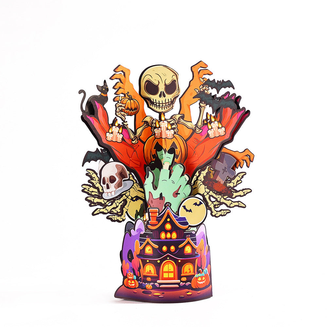 Carduria - Halloween Skull Bouquet 3D Pop-Up Greeting Card