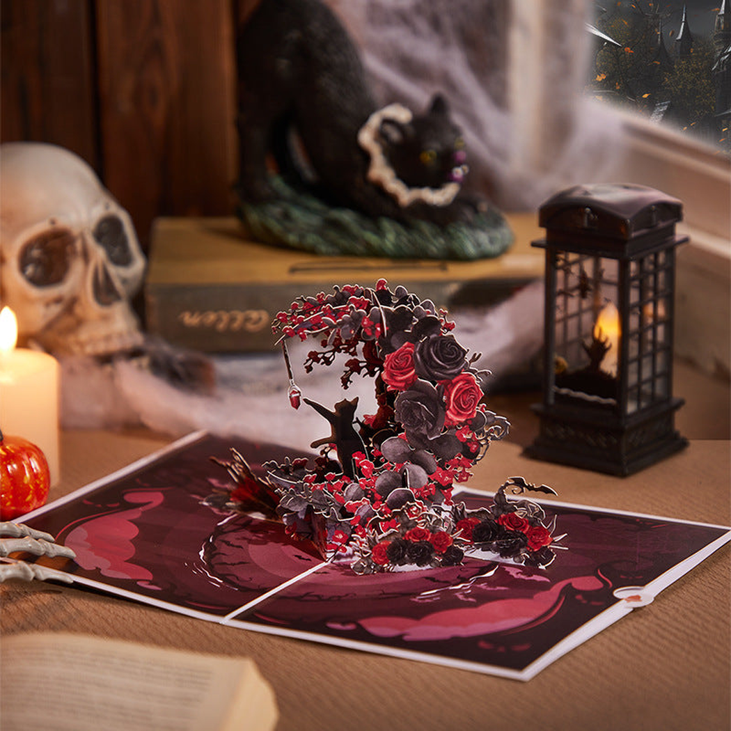 Carduria - Halloween Floral Moon 3D Pop-Up Greeting Card