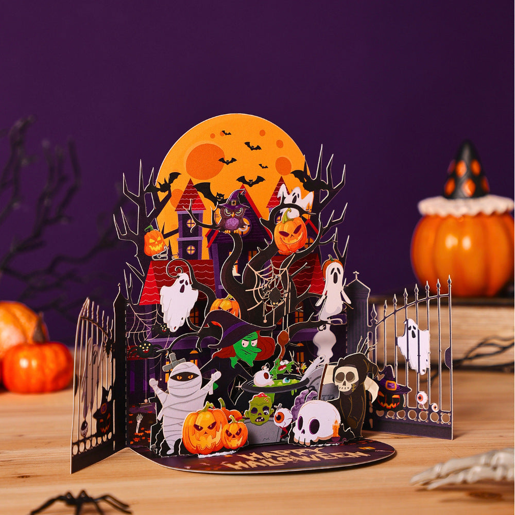 Carduria - Halloween Character House 3D Pop-Up Greeting Card
